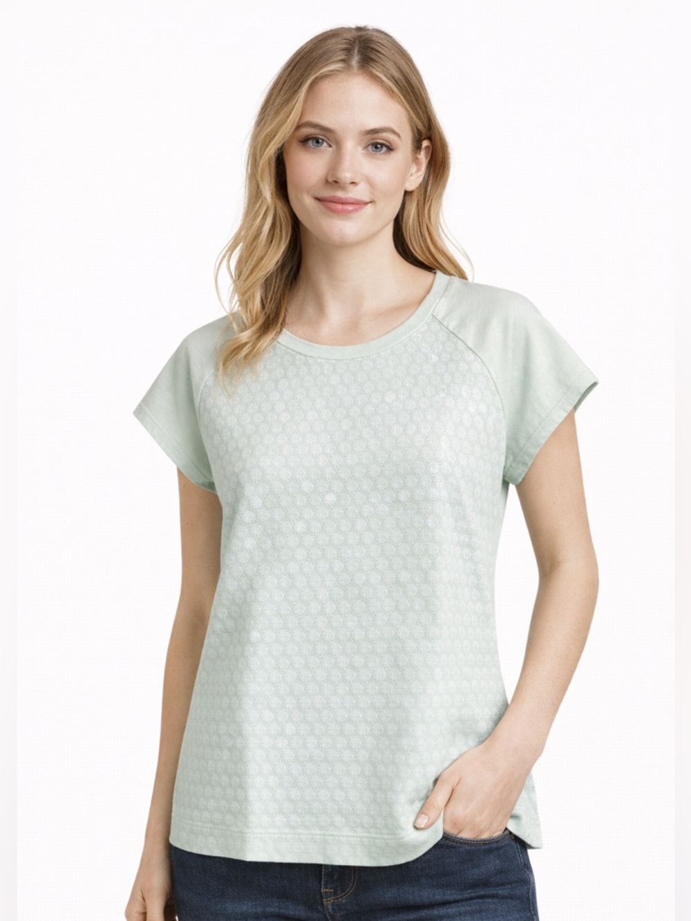 Comptoir des Cotonniers Mint Textured Shimmer Tee Short Sleeve Top Size S